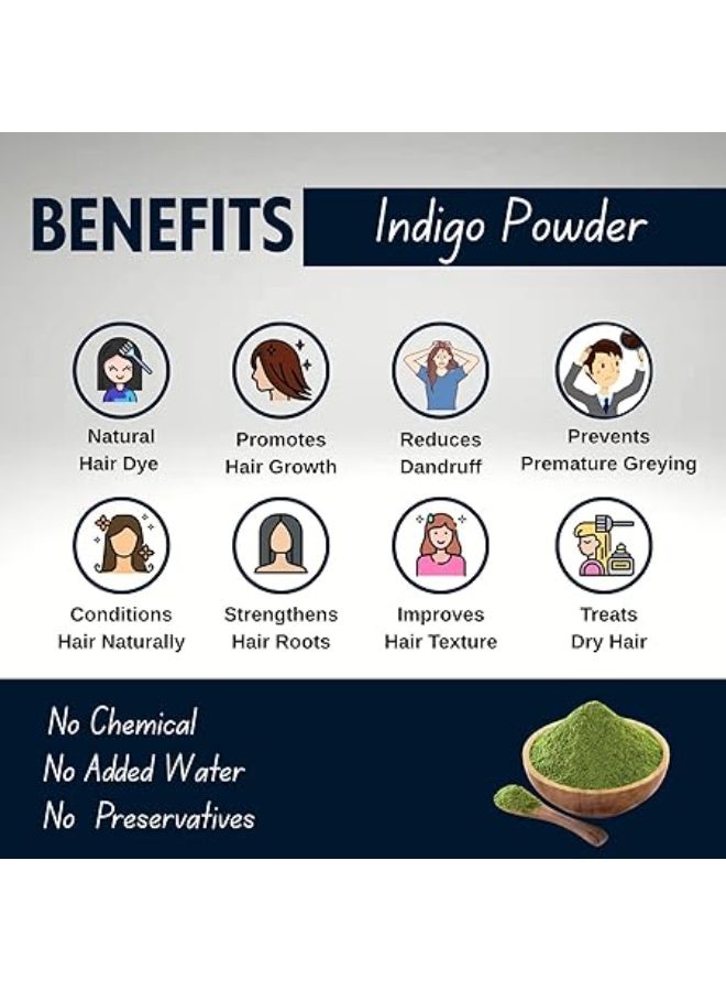 Brijbooti Organic Indigo Powder for Black Hair (200 Gr) | Herbal Indigo Powder for Natural Hair Coloring | Neela Amari, Neel Patti, Neela, Neelamari - Image 3